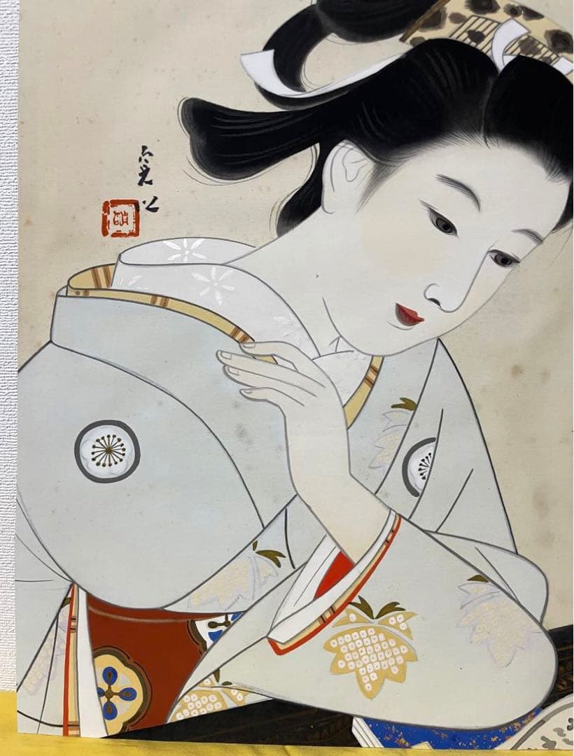 中村貞以 日本画 原画 約F8 絹本 貴重 真作保証 1点もの