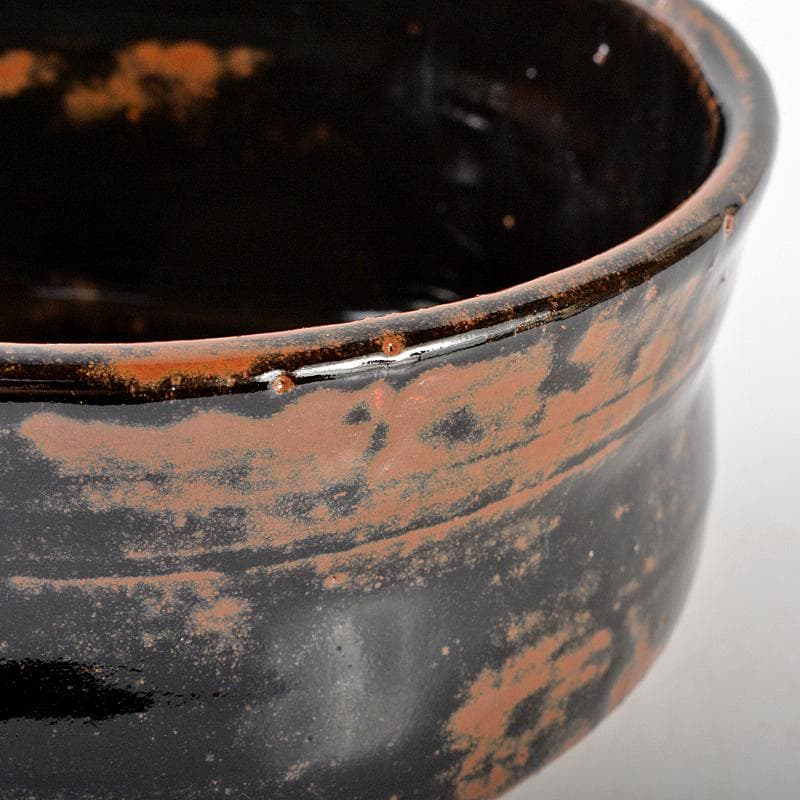 茶道具 祖母懐 黒織部 茶碗 銘「真砂」 仕覆付 龍寶極め箱 V R5703