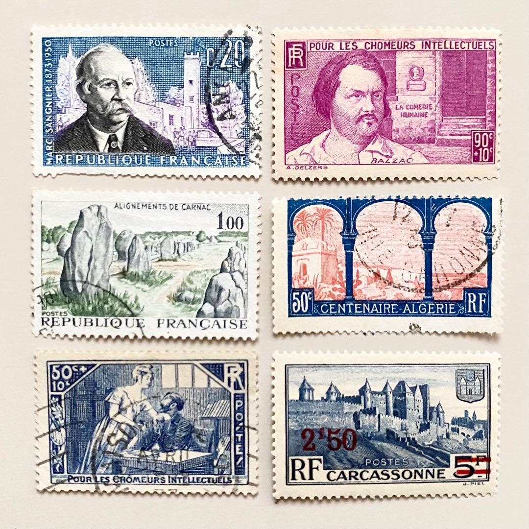 2300 外国切手 フランス 美術シリ一ズ切手 9種未使用 彫刻凹版印刷