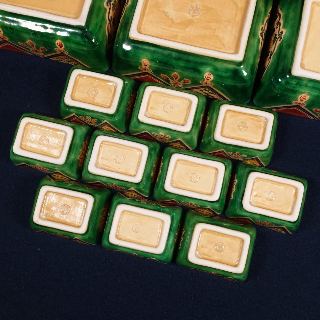 京焼 川尻一寛 禎山窯 色絵 刺身皿 向付 大小19客