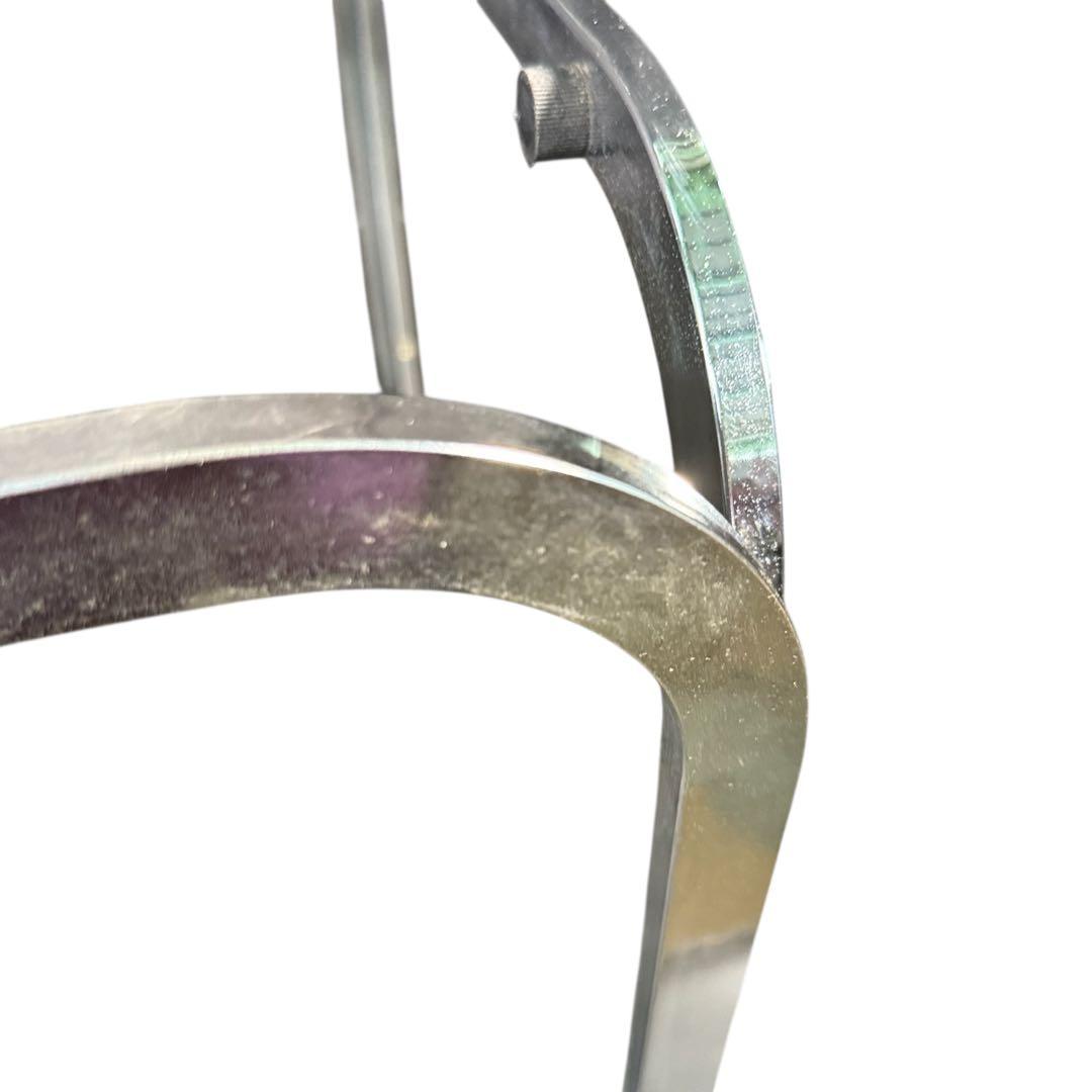 ラリー様 HR810 レトロなガラステーブル スチール シルバー