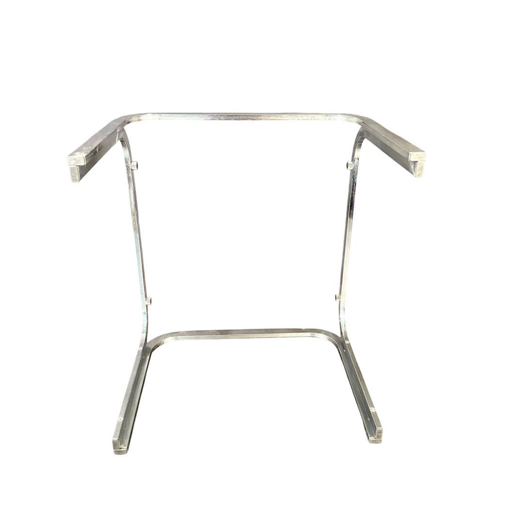 ラリー様 HR810 レトロなガラステーブル スチール シルバー