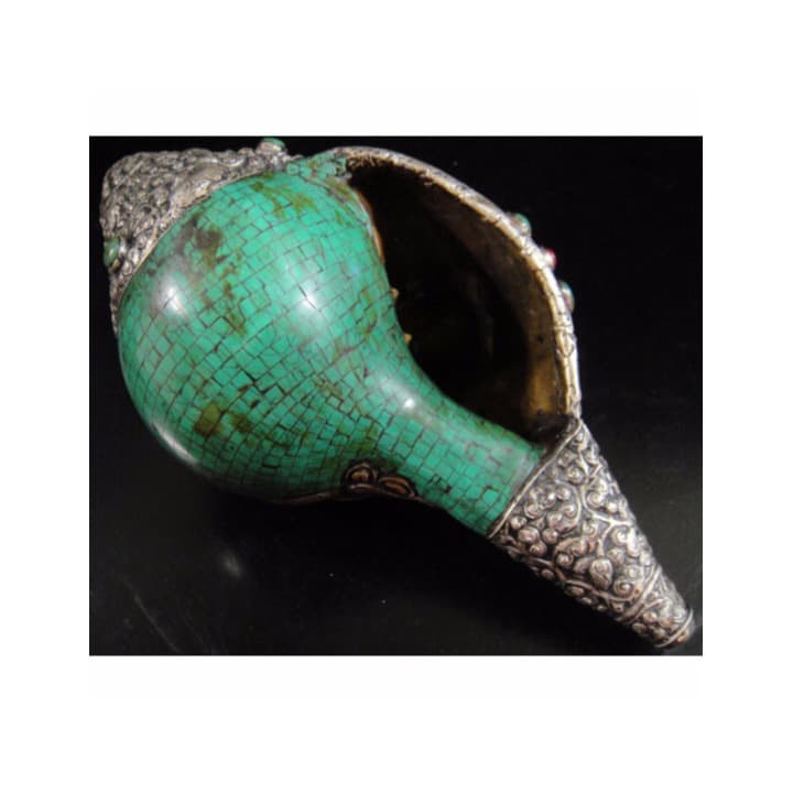 密教法具 法螺貝（シャンカ）silver925製マハーカーラ（大黒天）B 美術