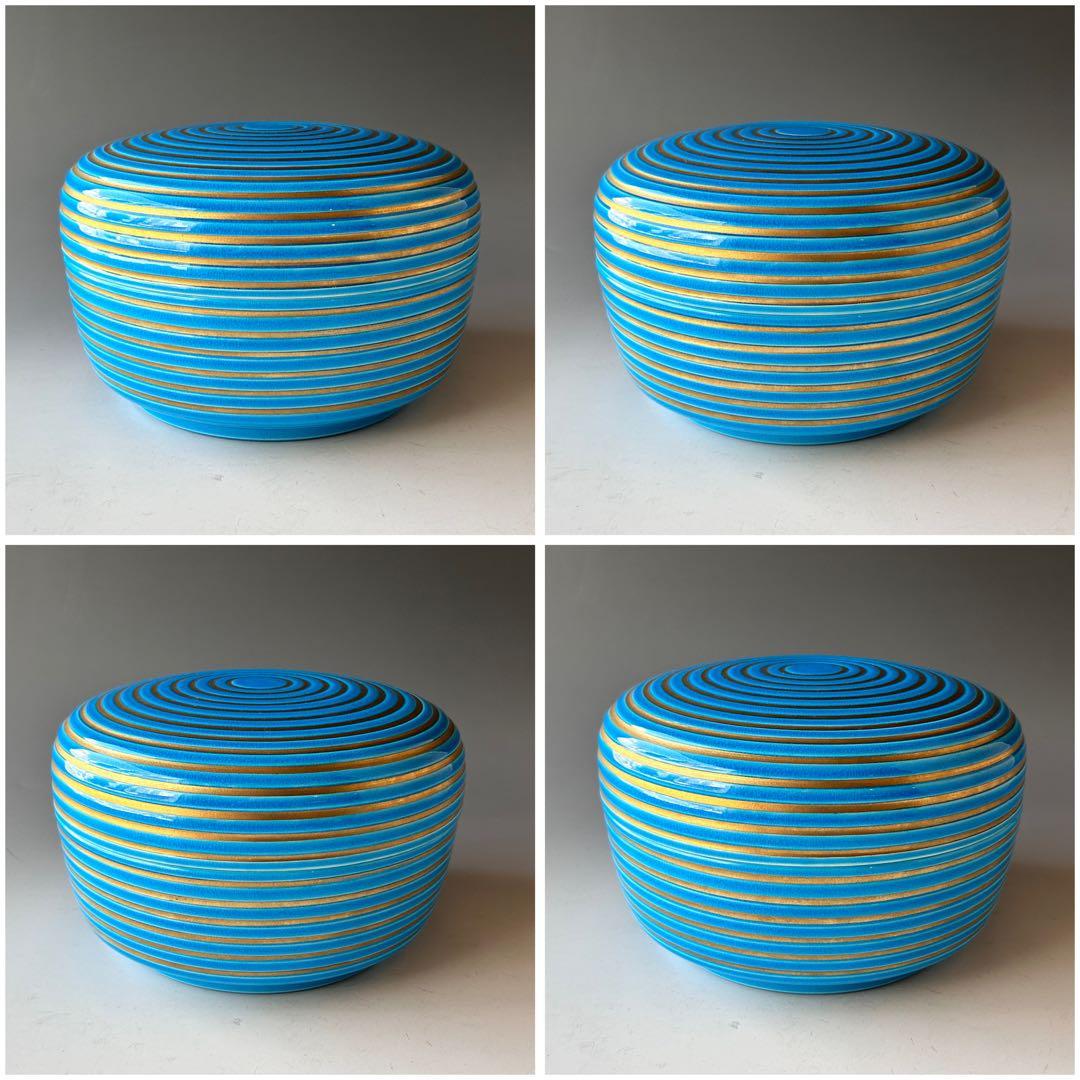 茶道具　浅黄交趾　千筋　喰籠　菓子器　食篭　御室窯　共箱　京焼　茶事　稽古　茶会