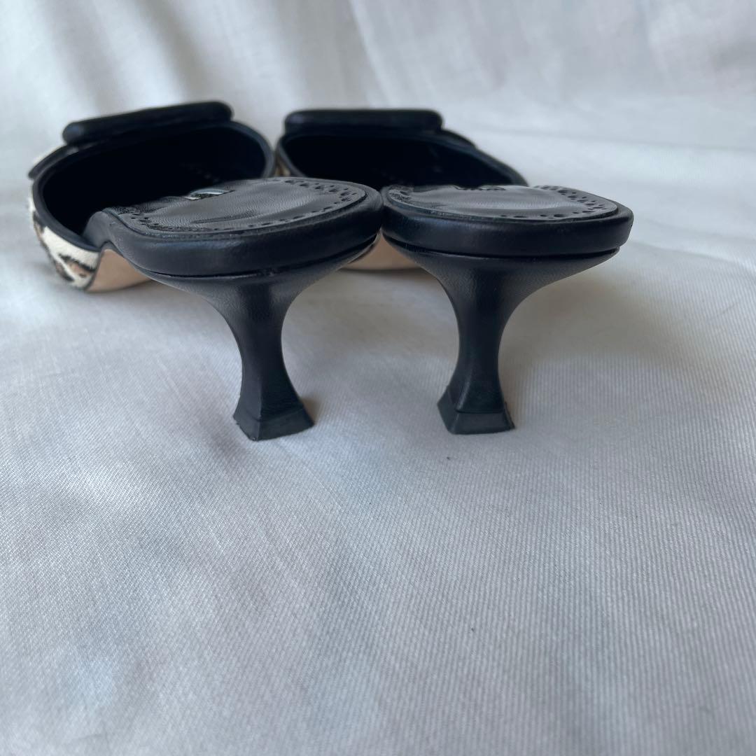 美品　36 MANOLO BLAHNIK メイセール　ヒョウ柄ミュール