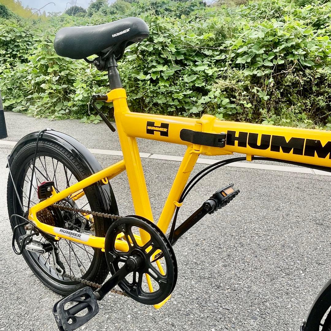 人気❣HUMMER 20インチ外装6段変速折りたたみ自転車 イエロー