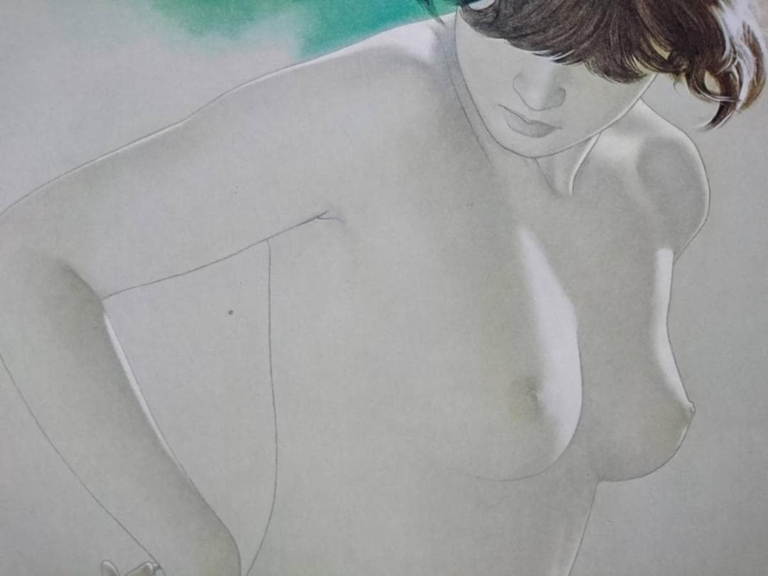 高塚省吾、髪にかかる弧、美人画、裸婦、入手困難・レアな年代物の画集より