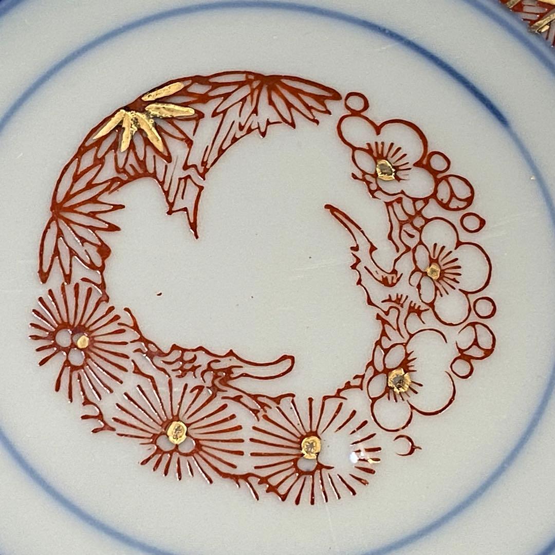 伊万里　古伊万里　中皿　色絵　金彩　松竹梅　２客