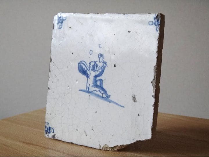 17世紀 オランダ デルフトタイル 天使b ◇ )1600年代 アンティーク