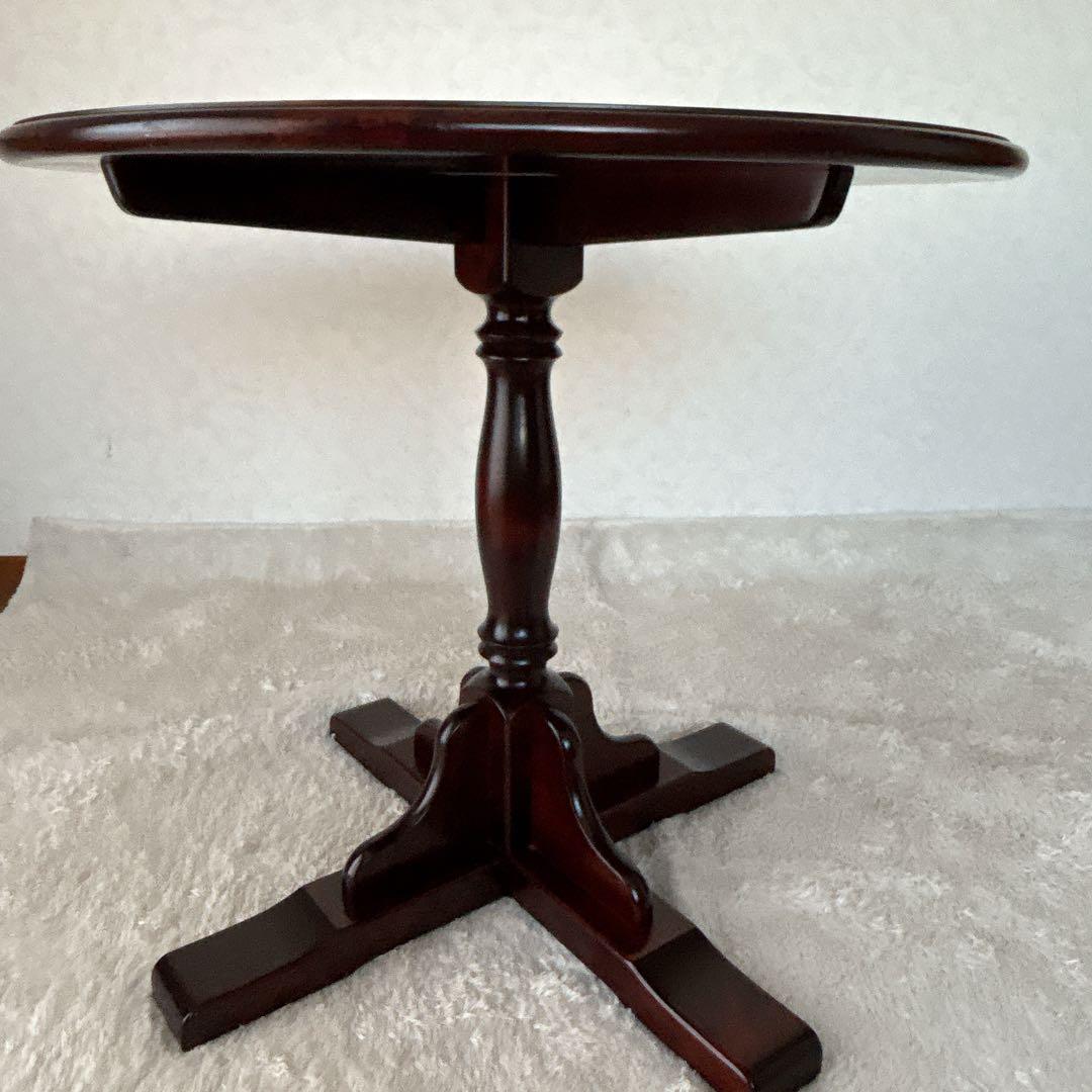 高級】クリエイトファニチャー 北海 カバ材 天然木 丸テーブル 民芸家具