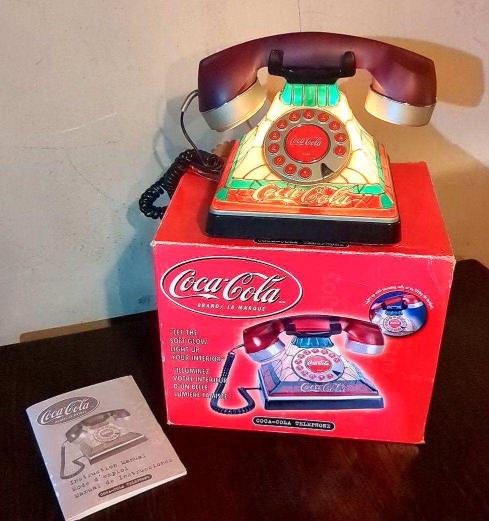 ヴィンテージ ステンドグラス調 コカコーラ 電話機