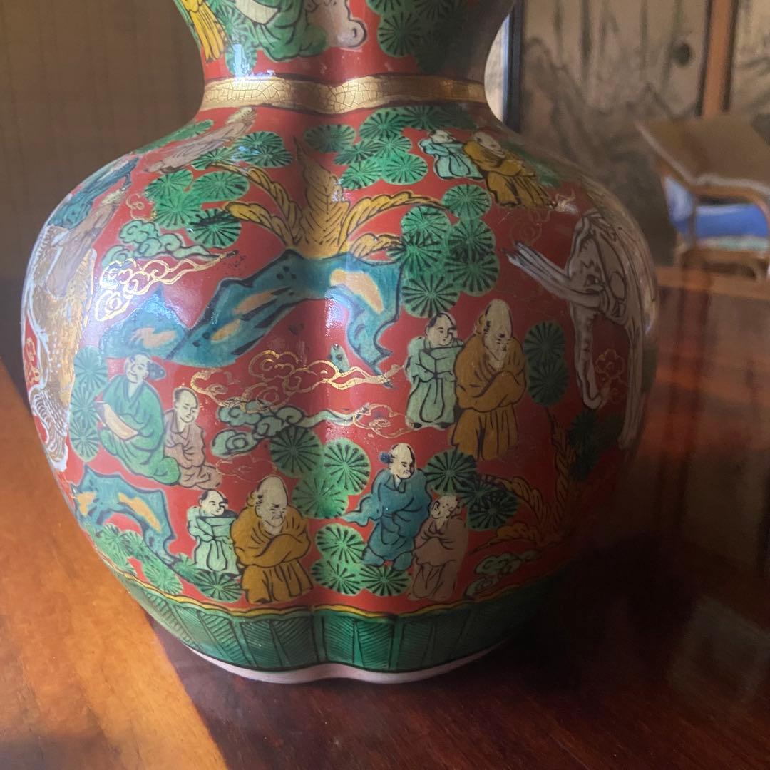 九谷焼き　ひょうたん形花瓶　壺