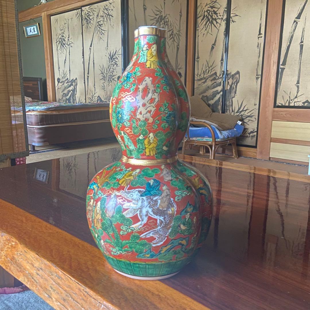 九谷焼き　ひょうたん形花瓶　壺