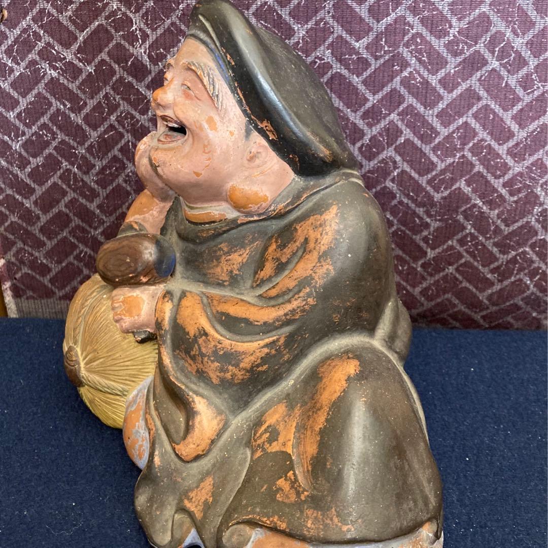 彩色備前　大黒天伏せ香炉　色備前