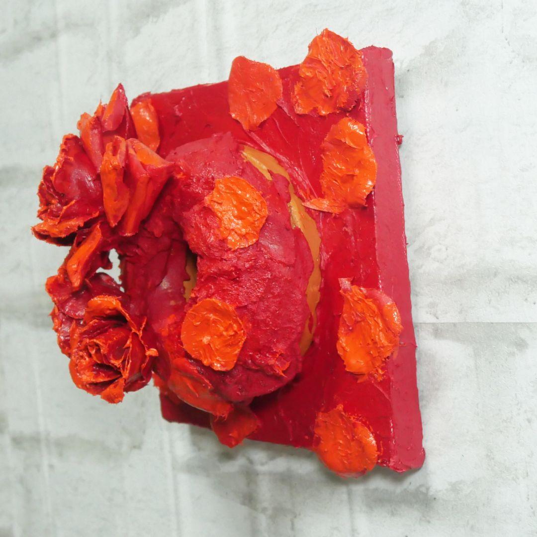 油絵 油彩 絵画 立体アート【薔薇のドーナツ】