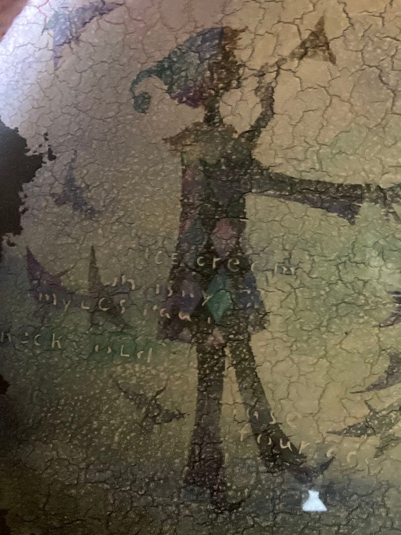 藤岡しんたろう　油彩画 鳥とラッパ吹き