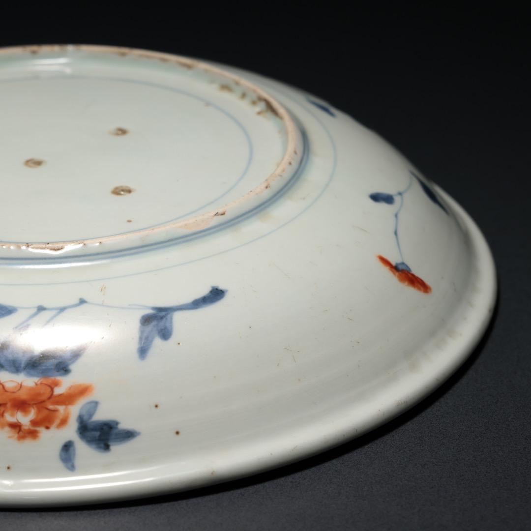 伊万里色絵花籠図皿 ∅31cm 古伊万里 骨董 R1370A