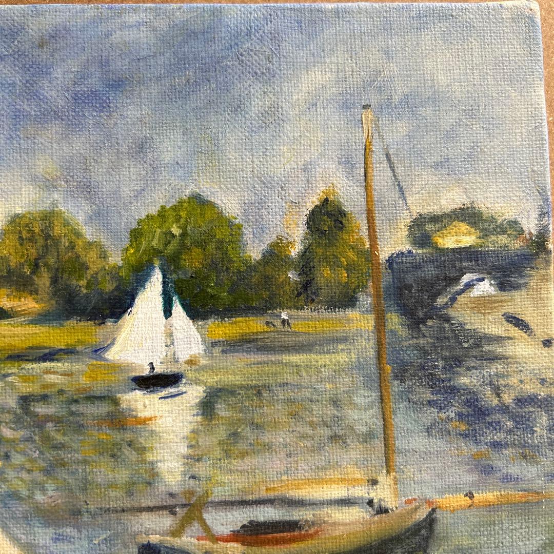 モネ 湖畔 ヨット 模写