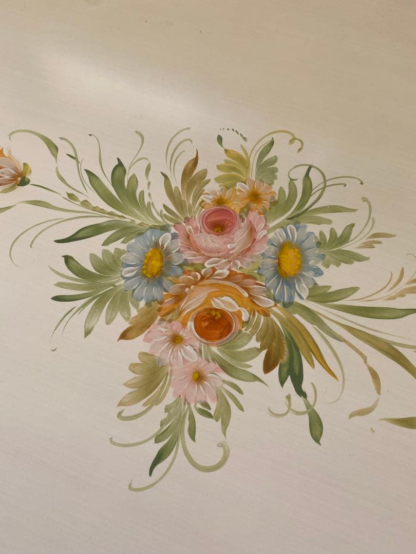 アンティーク調ホワイト オーバル型ダイニングテーブル ロココ調 楕円形テーブル