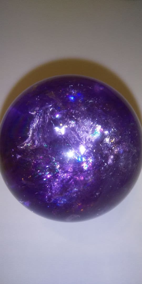 セール アメトリン スフィア 丸玉 虹入り クリスタルガラス台座付き