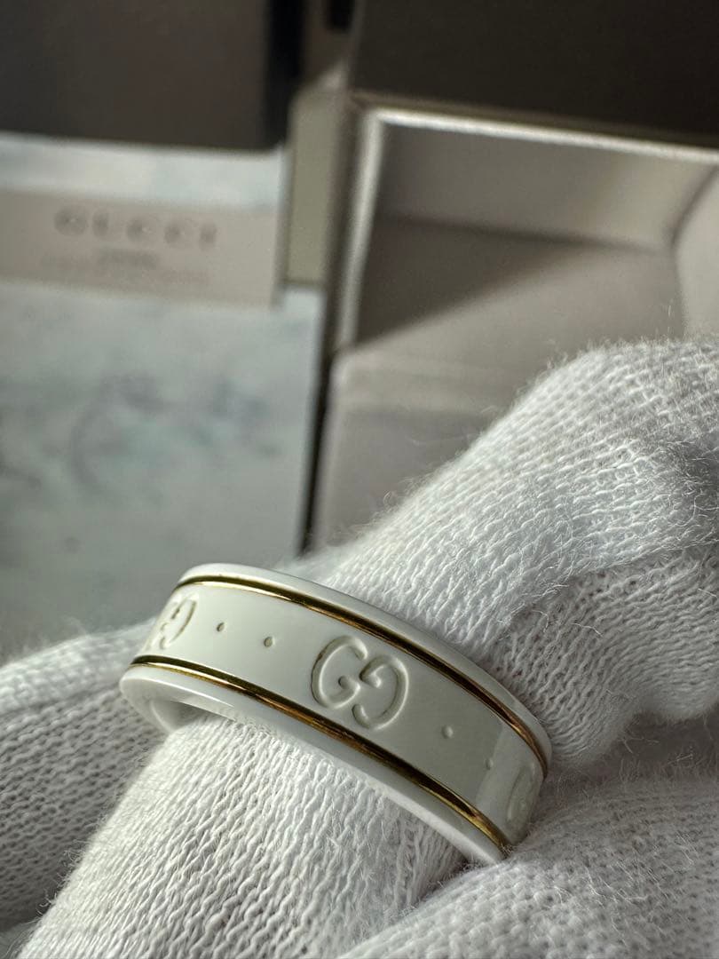 【未使用】GUCCI グッチ リング 指輪 GG ホワイト #17