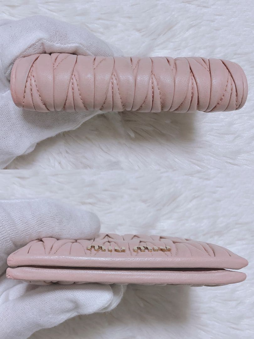 ♡美品♡ミュウミュウ マテラッセ 二つ折り財布 コンパクト ピンク レザー ミニ