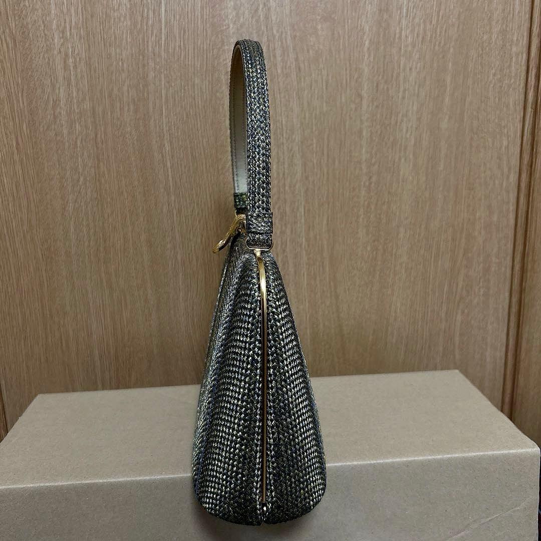 神田胡蝶　和装バッグ　フォーマル　組み織　正絹　金糸　ブラック　ゴールド