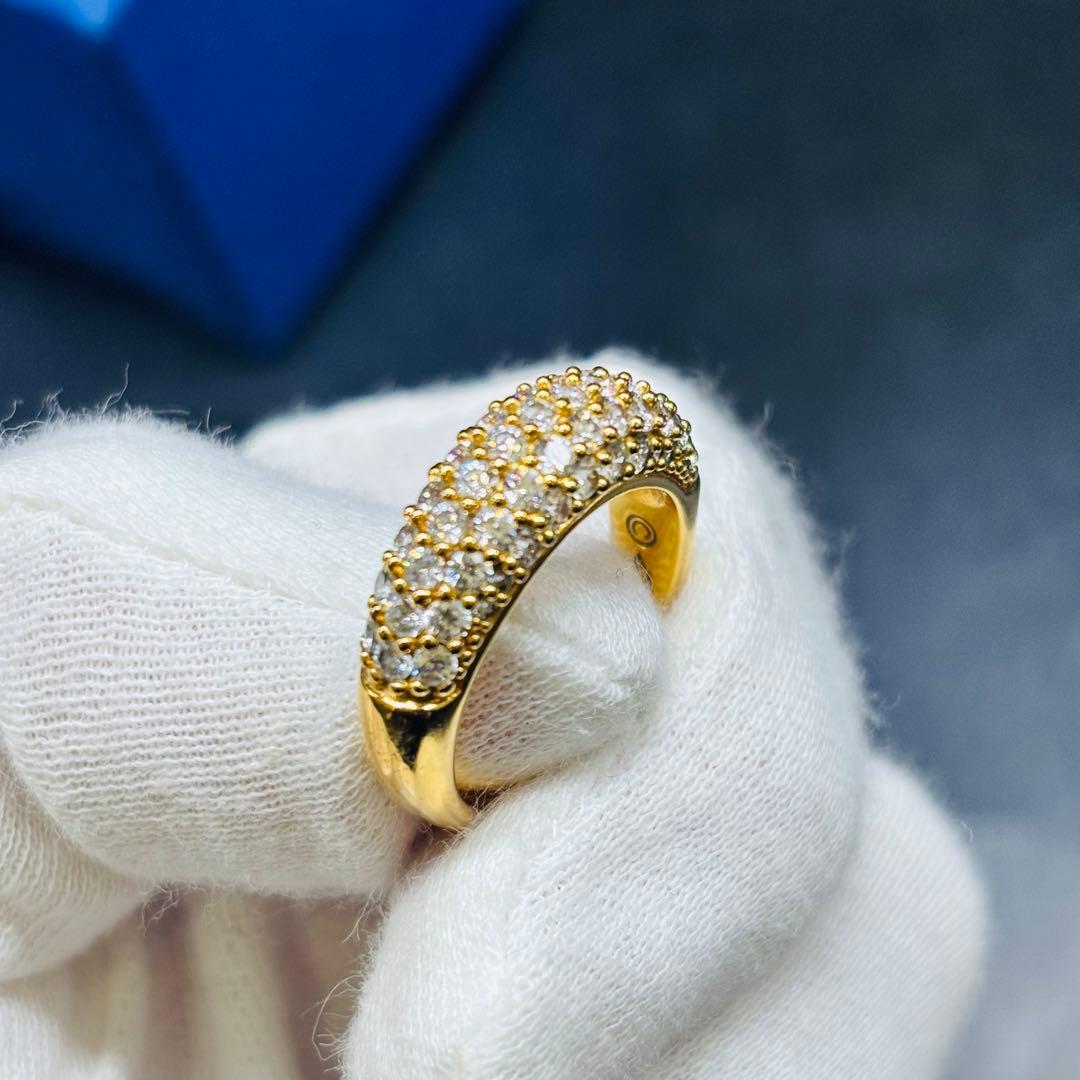 スワロフスキー ハーフパヴェ リング ゴールド シルバー 2点セット 55号