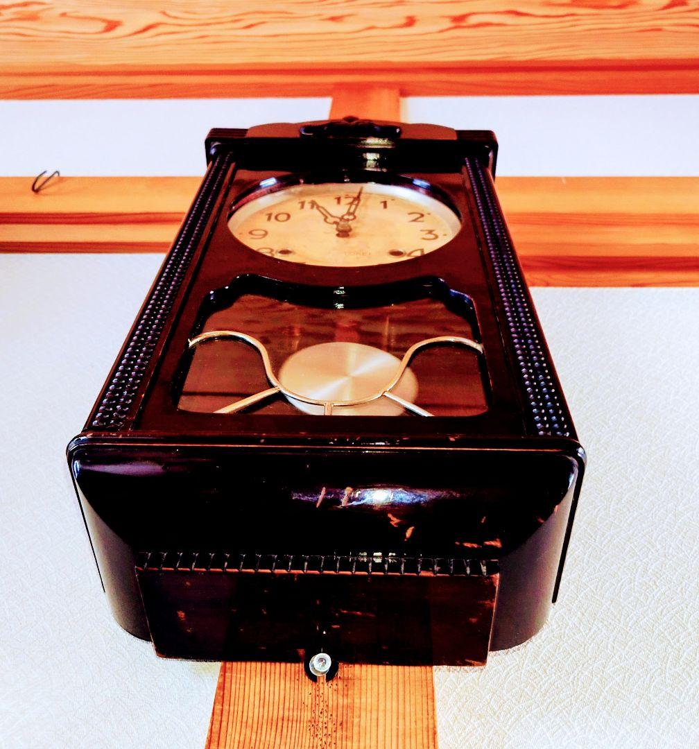 〈完動・美品〉尾張時計地球馬印　宮型ゼンマイ振り子時計 古時計　ボンボン時計