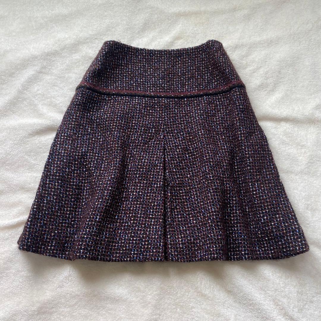 CHANEL ラメツイード スカート ボックスプリーツ ウール