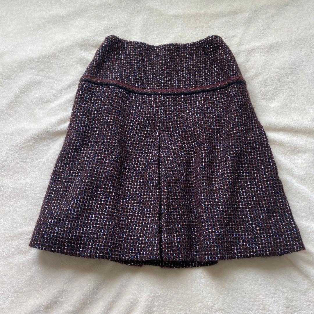 CHANEL ラメツイード スカート ボックスプリーツ ウール