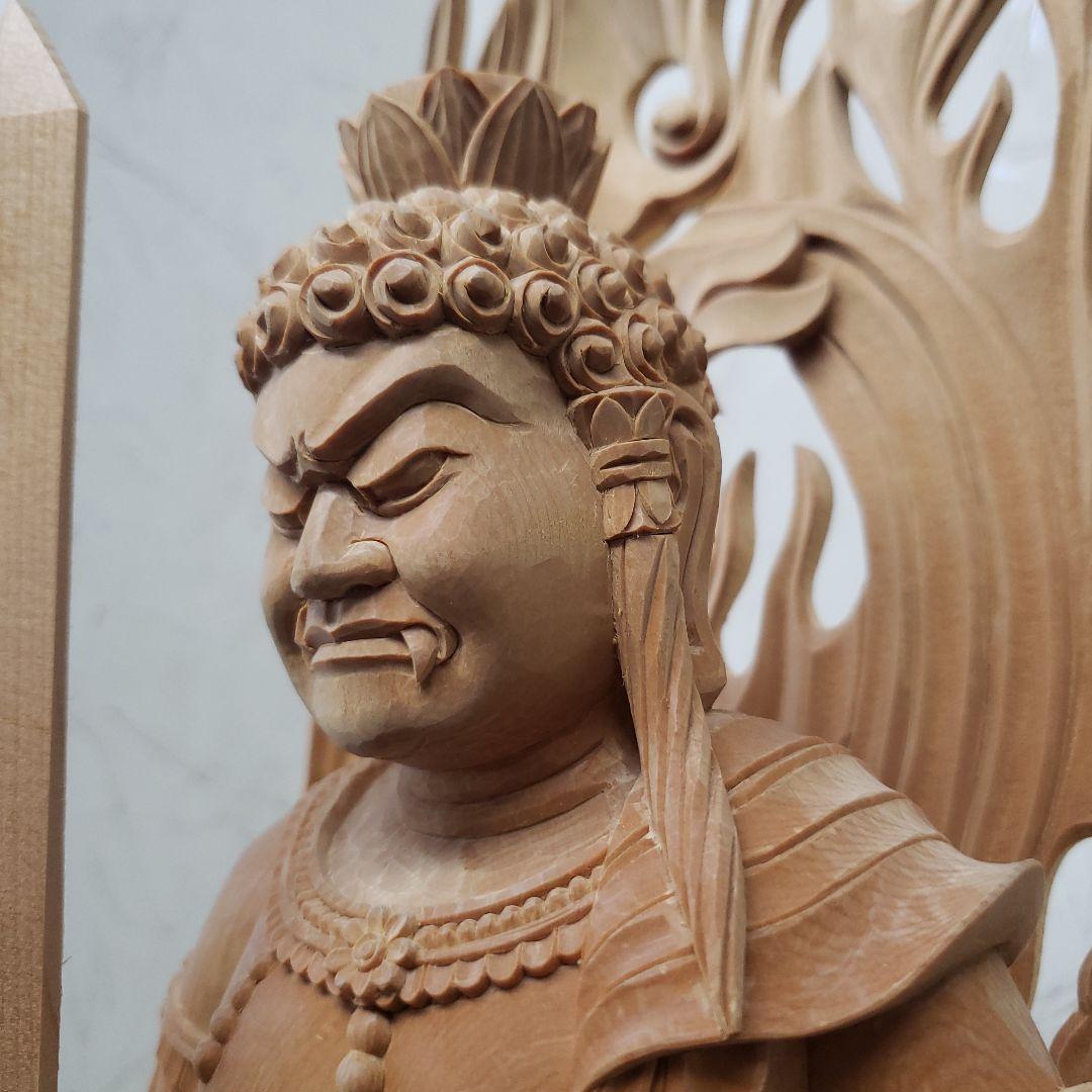 Bフライデー蔵出し特価極上彫り☆白木材 不動明王立像1尺立☆