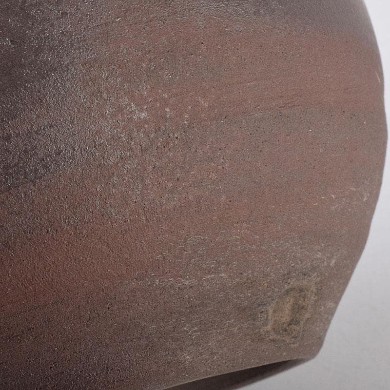 人間国宝　濱田庄司作　辰砂釉　丸壷　共布共箱　V　R8910