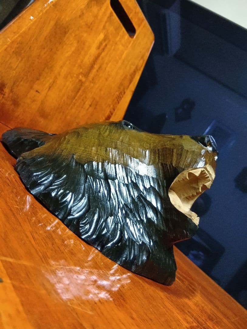 希少 ガラス目 アイヌ民芸 壁掛け 木彫り 熊 堀井民芸 サイン｜2025年