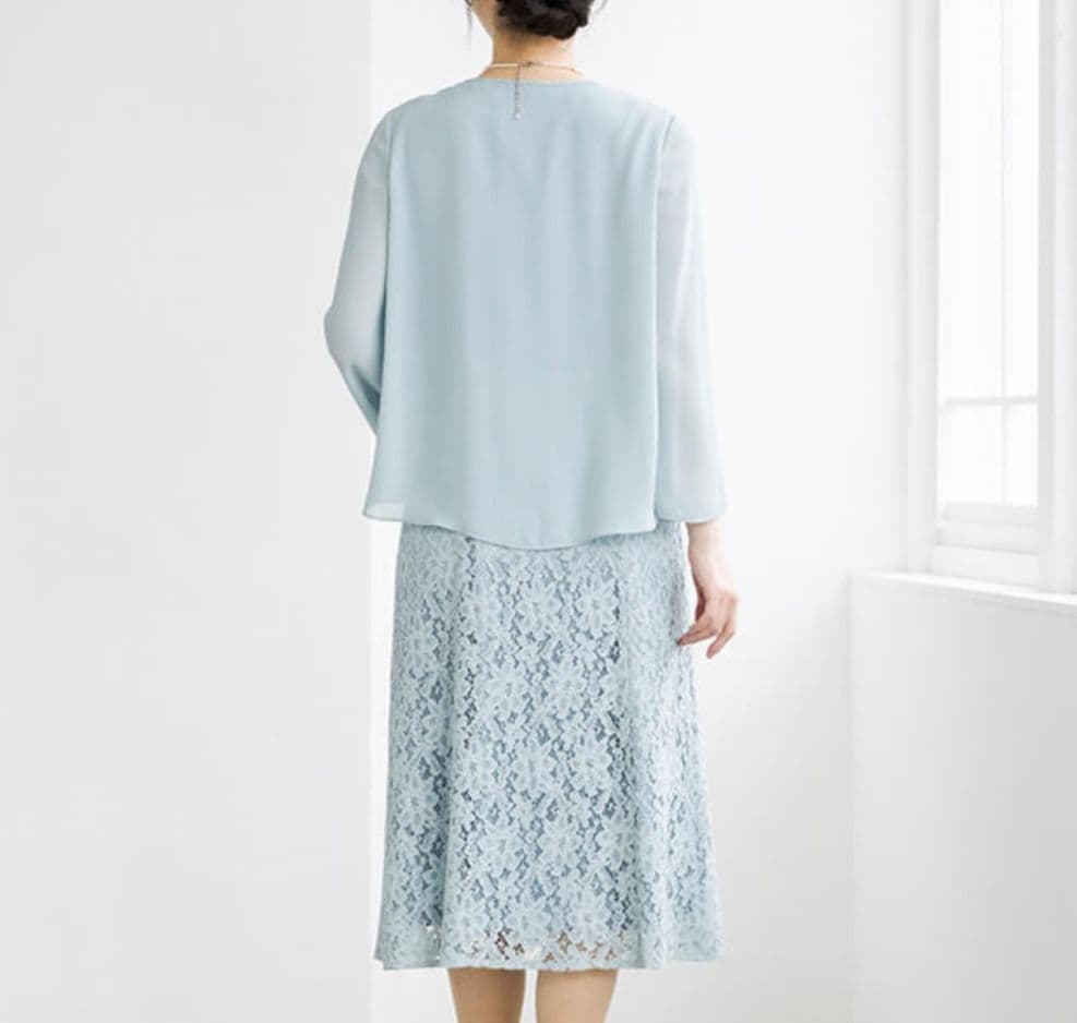 東京ソワール カバーアップ付きセミロングワンピース 大きいサイズ 15号