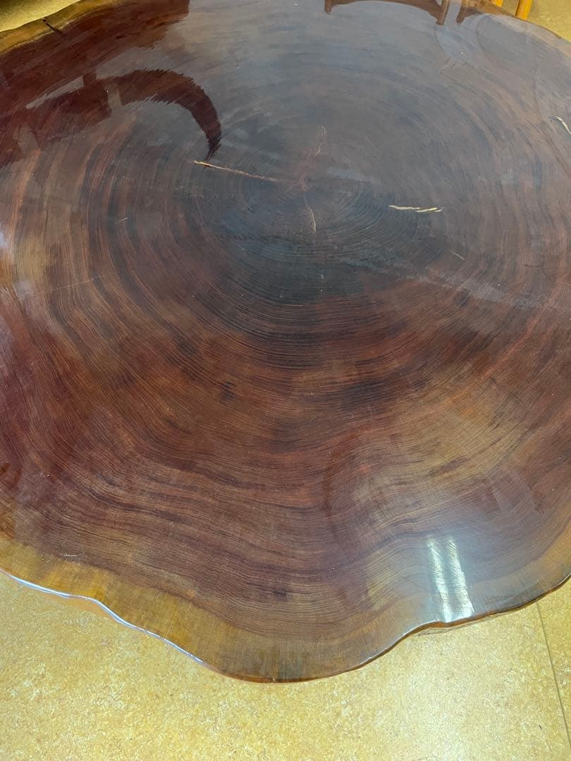 希少】天然木 一枚板 大型座卓 円卓 センターテーブル 輪切り 昭和レトロ