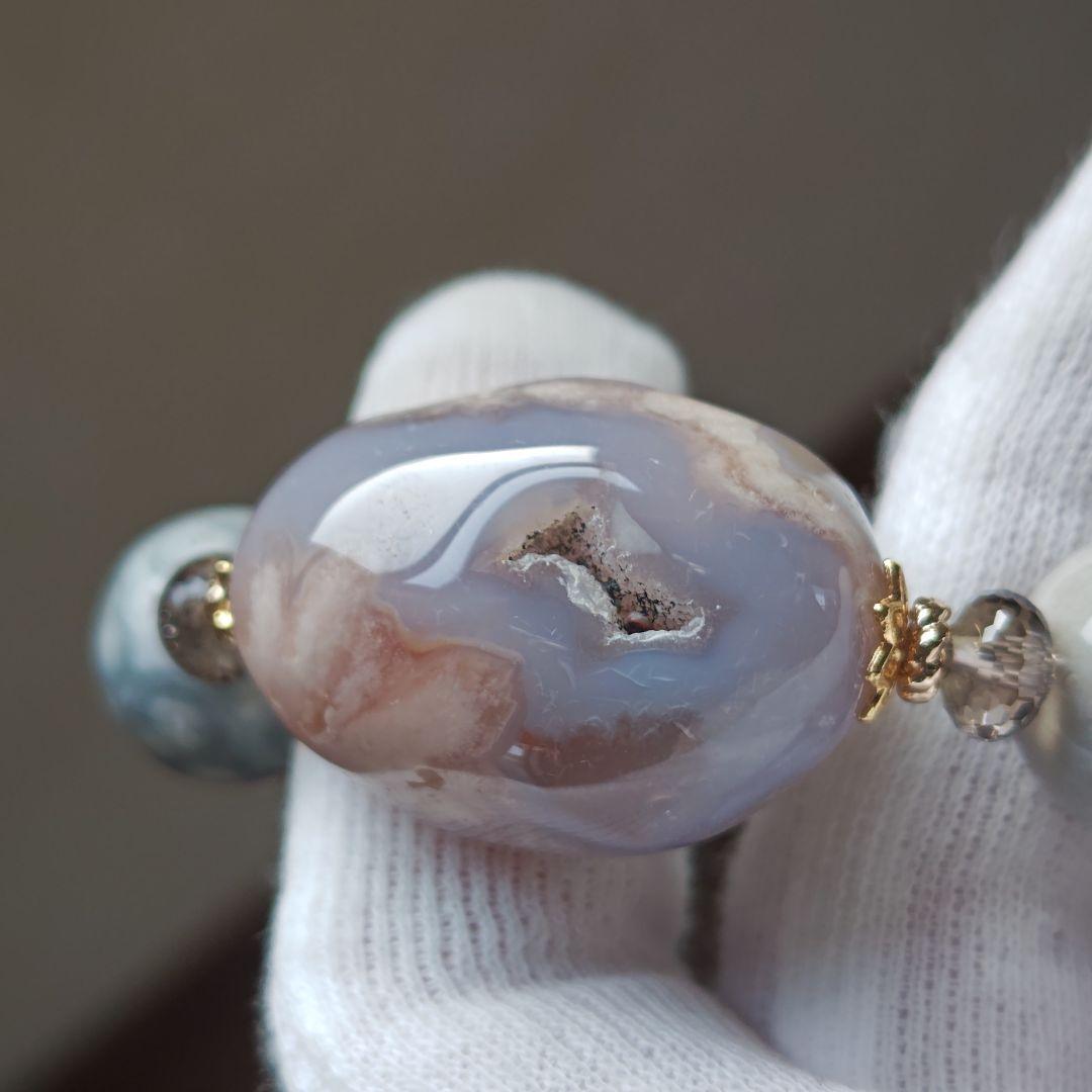 吉です♡新作♡ジオード有りのグレー桜瑪瑙特大タンブル、アラシャン、ジャスパ