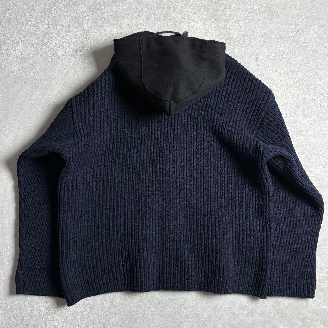 ストーンアイランド　リブニット　フード切り替え　ジップアップパーカー