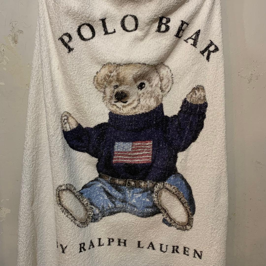 希少 90s USA製 ラルフローレン ポロベア ビーチタオル 大判