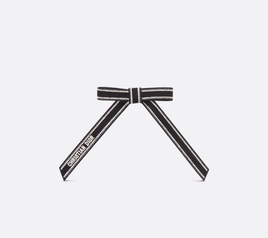 クリスチャンディオール Dior リボンバレッタ 黒 現行品