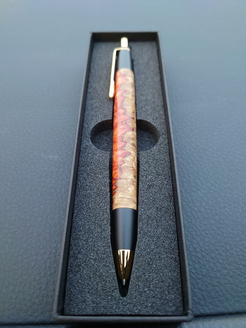 未使用 あけぼの工房 シャープペンシル 花梨瘤紅白 芯径0.5 花梨瘤