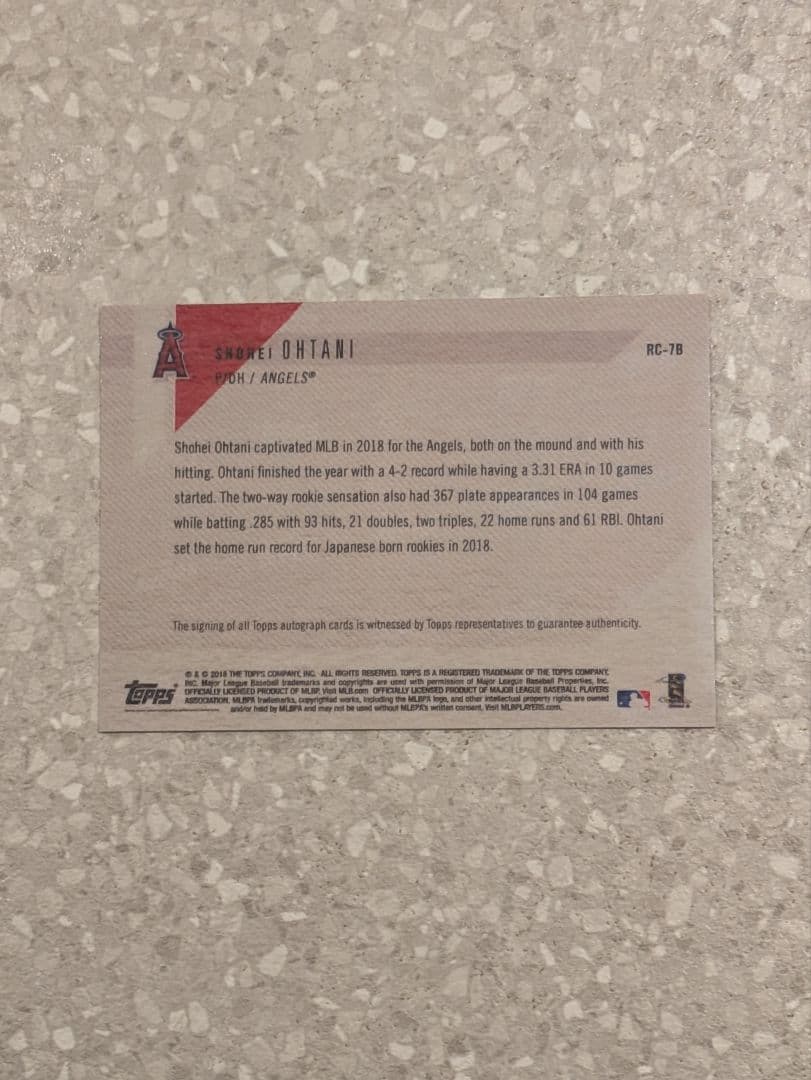 2018 大谷翔平ルーキーサインカード（リプリント
