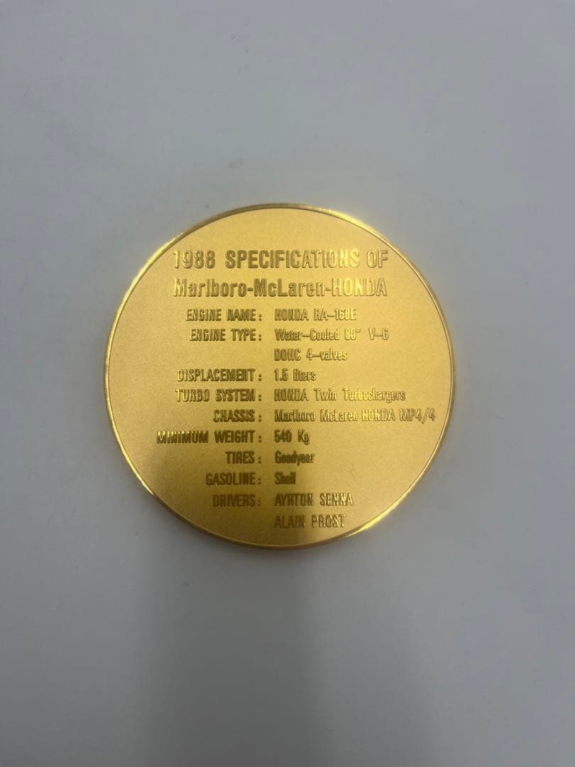 アイルトン・セナ 1988年 F1 世界選手権 優勝メダル