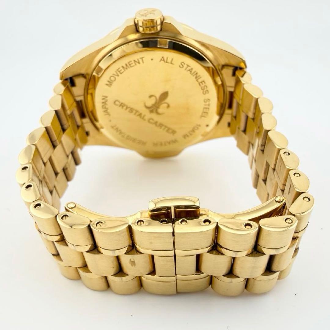 美品 クリスタルカーター FELIX 2 ゴールド メンズ クォーツ腕時計