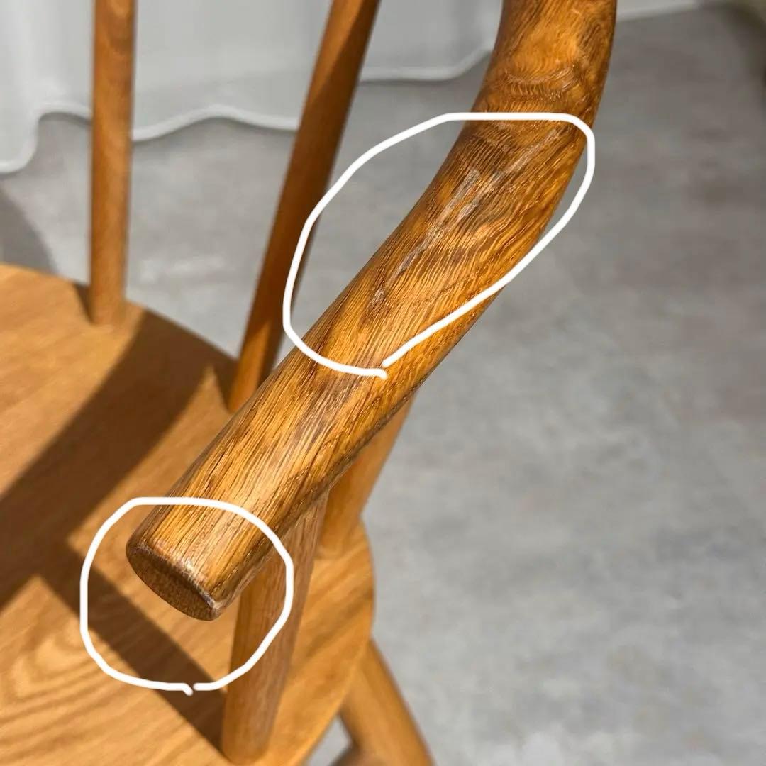 【手渡し】無印良品 オーク材テーブル丸脚/アームチェア丸脚(2脚) 中古品