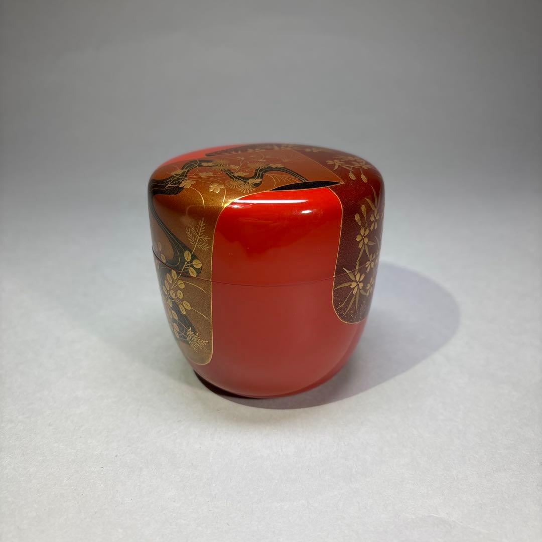 杉谷斉光 誰が袖蒔絵 朱大棗 (桐箱入)