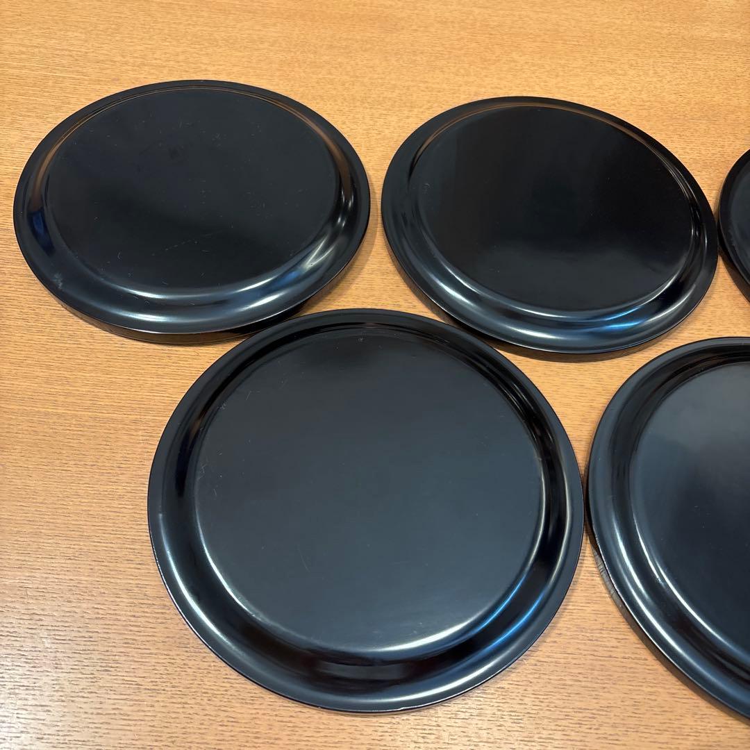 輪島塗 鳥 5枚 別柄 手書き 漆器 昭和初期 新品未使用品