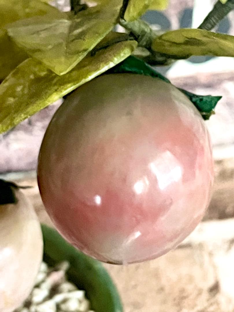 中国美術 翡翠 桃の木盆栽 玉石盆栽 置物 桃樹 縁起物 工芸品 玉石