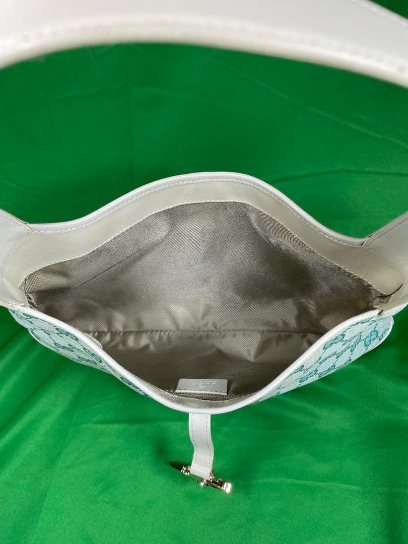 GUCCI　ジャッキー　GG　水色　キャンバス　レザー　ワンショルダー