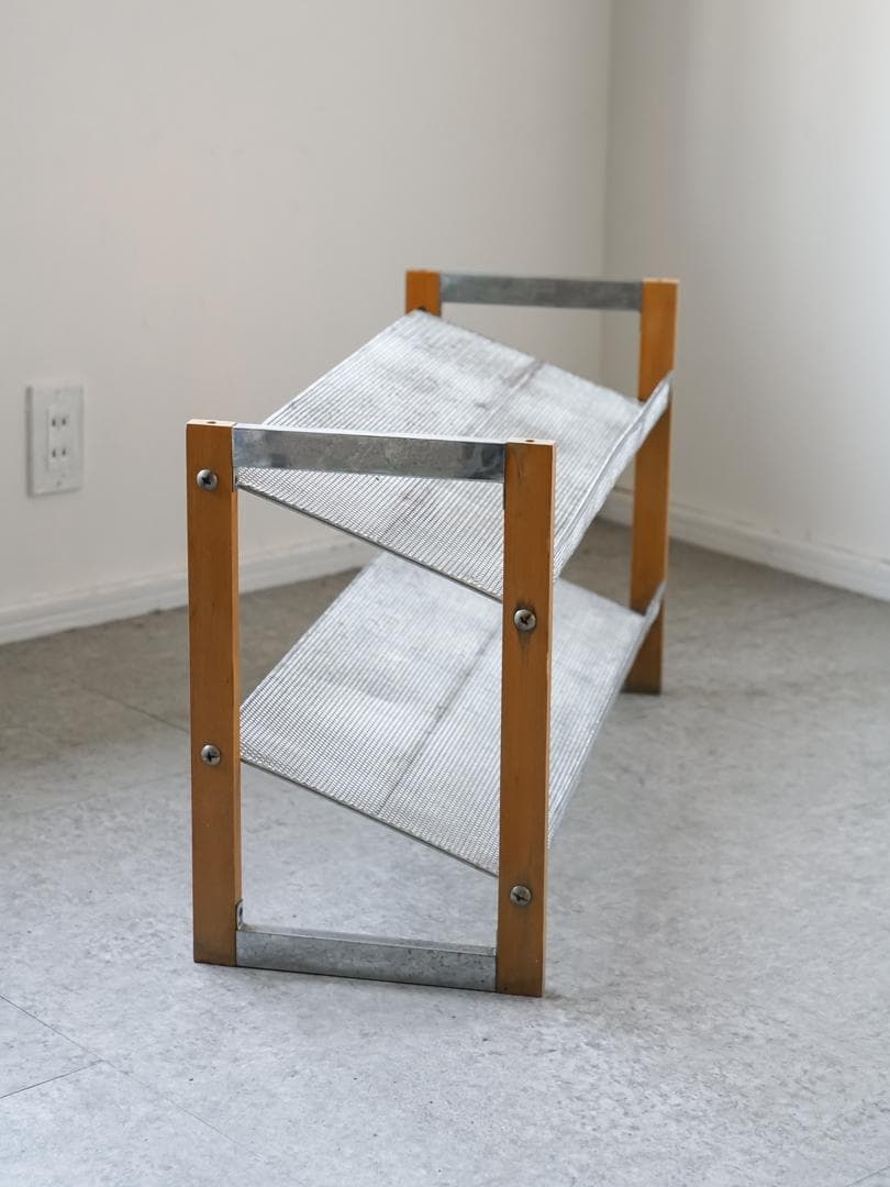 ヴィンテージ エキスパンドメタル マガジンラック/シューズラック 収納